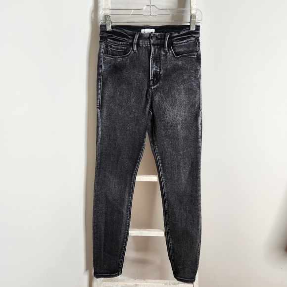 Good American Denim - Good American Jeans womens 2/26 Black Good Waist Slit waistband skinny jeans